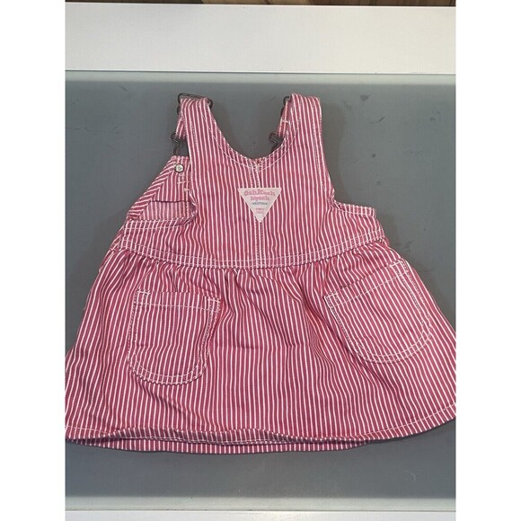 Oshkosh B’Gosh Pink Gingham Check Overalls Jumper Cotton Dress Girls Sz 6 Months - Picture 7 of 10
